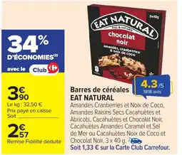 Carrefour EAT NATURAL Barres de céréales offre