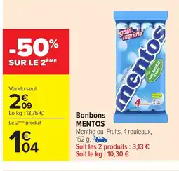 Carrefour MENTOS Bonbons offre