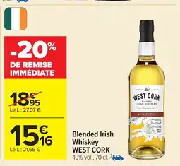 Carrefour WEST CORK Blended Irish Whiskey offre