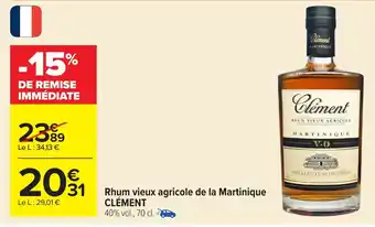 Carrefour CLÉMENT Rhum vieux agricole de la Martinique offre