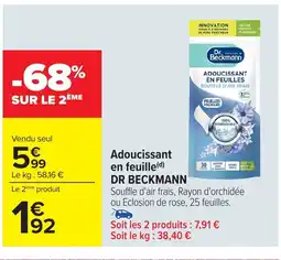 Carrefour DR BECKMANN Adoucissant en feuille offre