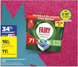Carrefour FAIRY Capsules lave-vaisselle offre