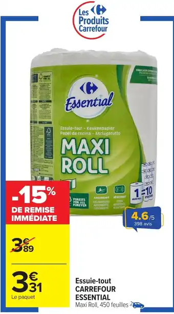 Carrefour CARREFOUR ESSENTIAL Essuie tout offre