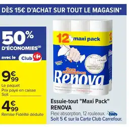 Carrefour RENOVA Essuie tout Maxi Pack offre