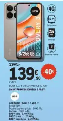 E.Leclerc SMARTPHONE DISCOVERY 3 PRO offre