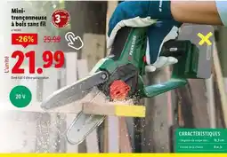Lidl Mini-tronçonneuse à bois sans fil offre