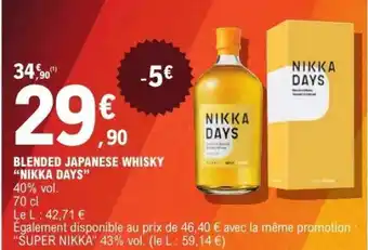 E.Leclerc BLENDED JAPANESE WHISKY “NIKKA DAYS” offre
