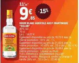 E.Leclerc RHUM BLANC AGRICOLE AOC MARTINIQUE “DILLON” offre