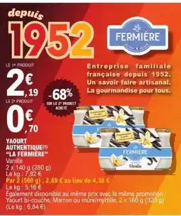 E.Leclerc YAOURT AUTHENTIQUE LA FERMIERE offre