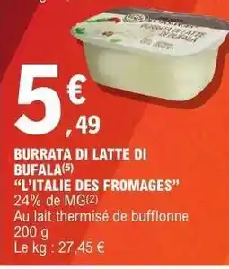 E.Leclerc BURRATA DI LATTE DI BUFALA offre