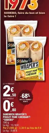 E.Leclerc SANDWICH WRAPER'S POULET PANÉ CHEDDAR offre