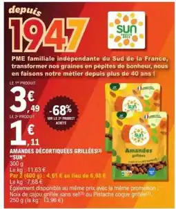 E.Leclerc AMANDES DÉCORTIQUÉES GRILLÉES 'SUN' offre