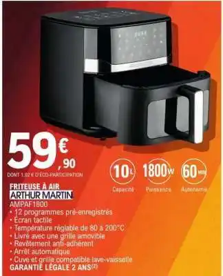 E.Leclerc FRITEUSE À AIR ARTHUR MARTIN offre