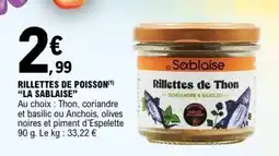 E.Leclerc RILLETTES DE POISSON 'LA SABLAISE' offre