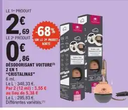 E.Leclerc DÉSODORISANT VOITURE 2 EN 1 “CRISTALINAS” offre