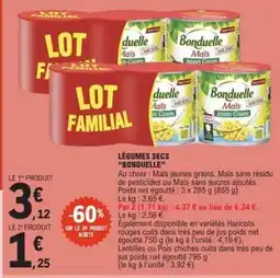 E.Leclerc LÉGUMES SECS 'BONDUELLE' offre