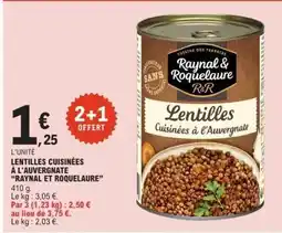 E.Leclerc Lentilles Cuisinées À L'auvergnate Raynal Et Roquelaure offre