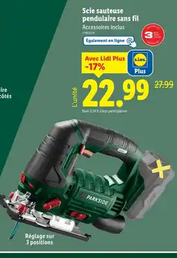 Lidl Parkside Scie sauteuse pendulaire sans fil offre
