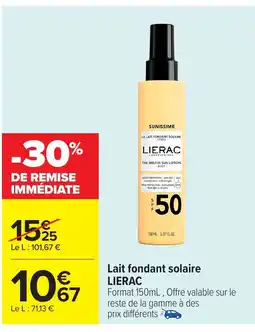 Carrefour LIERAC Lait fondant solaire offre