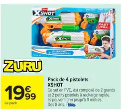 Carrefour XSHOT Pack de 4 pistolets offre