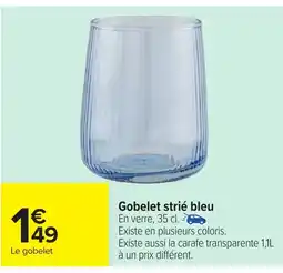 Carrefour Gobelet strié bleu offre