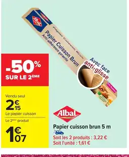 Carrefour ALBAL Papier cuisson brun 5 m offre