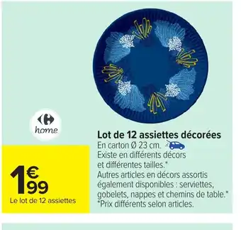 Carrefour Lot de 12 assiettes décorées offre