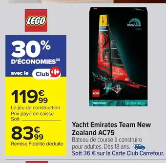 Carrefour LEGO Yacht Emirates Team New Zealand AC75 offre