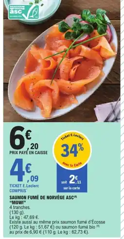 E.Leclerc Saumon fumé de norvège asc offre