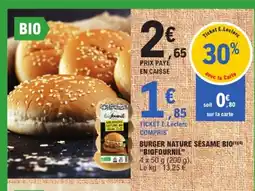 E.Leclerc BIOFOURNIL Burger nature sesame bio offre