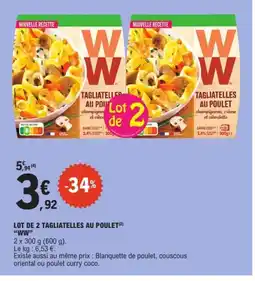 E.Leclerc WW lot de 2 tagliatelles au poulet offre