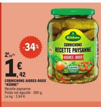 E.Leclerc KÜHNE Cornichons aigres-doux offre