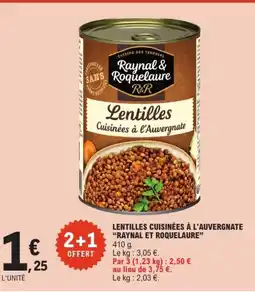 E.Leclerc RAYNAL ET ROQUELAURE Lentilles cuisinées à l'auvergnate offre