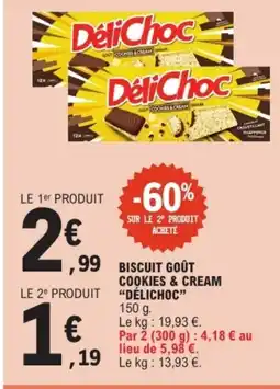 E.Leclerc DÉLICHOC Biscuit goût cookies & cream offre