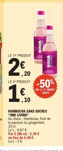 E.Leclerc ONE LIVING Kombucha sans sucres offre