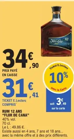 E.Leclerc FLOR DE CANA Rum 12 ans offre