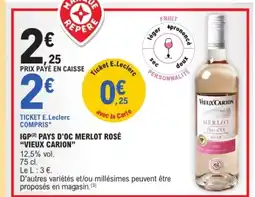 E.Leclerc VIEUX CARION Igp pays d'oc merlot rose offre