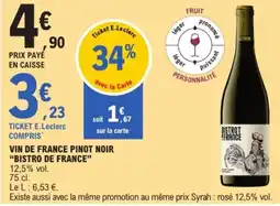 E.Leclerc BISTRO DE FRANC Vin de franc pinot noir offre