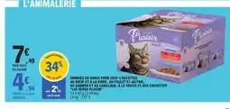 E.Leclerc Émincés en sauce pour chat 4 recettes au bœuf et à la dinde, au poulet et au foie offre