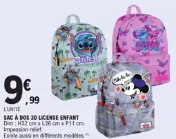 E.Leclerc Sac à dos 3d license enfant offre