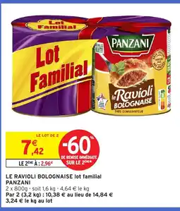 Intermarché PANZANI Le ravioli bolognaise lot familial offre