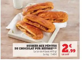U Express Suisses aux pépites de chocolat pur beurre offre