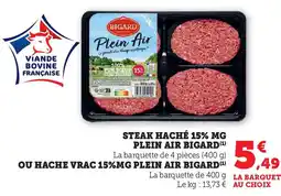 U Express BIGARD Steak haché 15% mg plein air offre