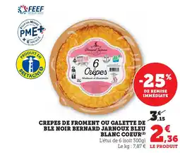U Express Crepes de froment ou galette de ble noir bernard jarnoux bleu blanc coeur offre