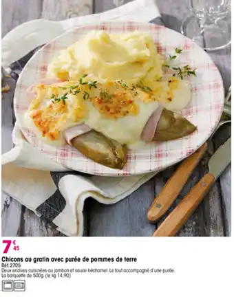 Croque Gel Chicons au gratin avec purée de pommes de terre offre