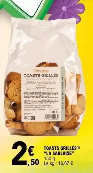 E.Leclerc TOASTS GRILLÉS 'LA SABLAISE' offre