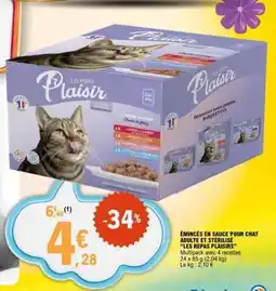 E.Leclerc ÉMINCÉS EN SAUCE POUR CHAT ADULTE ET STÉRILISÉ 'LES REPAS PLAISIRS' offre