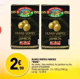 E.Leclerc OLIVES VERTES FARCIÉS IDOIA offre