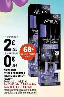 E.Leclerc Diffuseur Sticks Parfumés Fruits Des Bois Aura offre