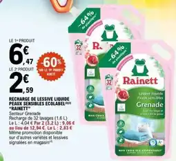 E.Leclerc Rainett Lessive Liquide Peaux Sensibles Ecolabel offre